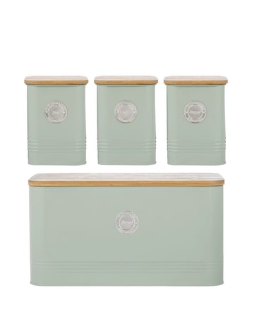Typhoon Living Squircle 4 Piece Bread Bin and Canister Mint Storage Set