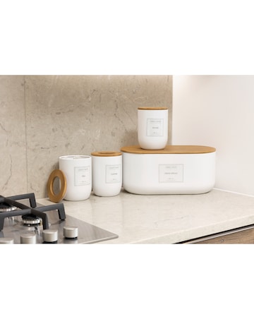Typhoon Eden White 4 Piece Bread Bin and Storage Set with Labels