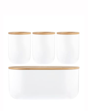Typhoon Eden White 4 Piece Bread Bin and Storage Set with Labels