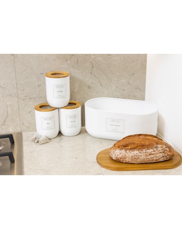 Typhoon Eden White 4 Piece Bread Bin and Storage Set with Labels