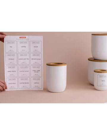 Typhoon Eden White 4 Piece Bread Bin and Storage Set with Labels
