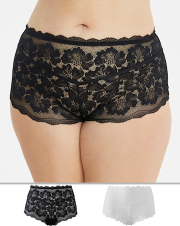 Pretty Secrets 2 Pack Katie Black/White Lace Midi Shorts
