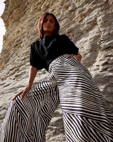 Ro&Zo Neutral Animal Print Wide Leg Trouser