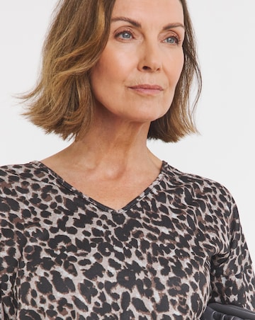 Animal V Neck Soft Touch Longline Top