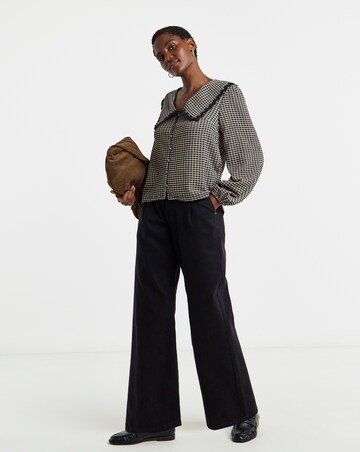 Gingham Collared Button Through Top