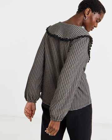 Gingham Collared Button Through Top