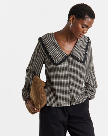 Gingham Collared Button Through Top