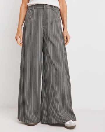 Pleated Pinstripe Wide Leg Trousers