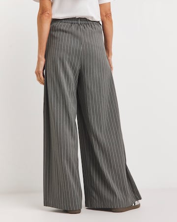 Pleated Pinstripe Wide Leg Trousers