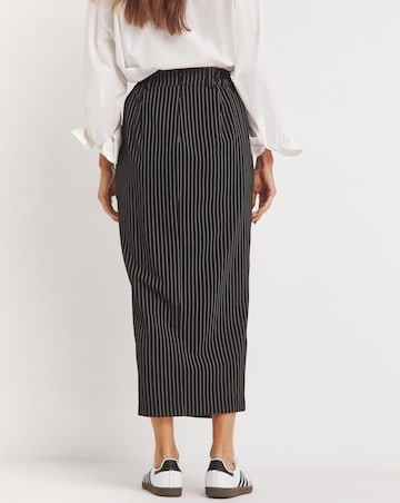 Deconstructed Waistband Pinstripe Skirt