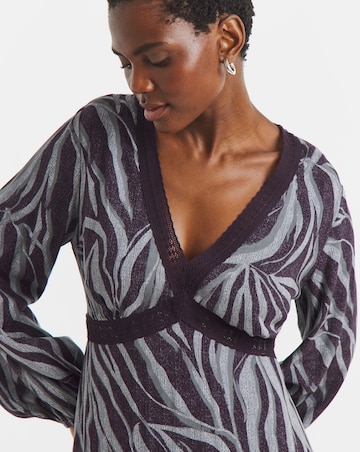 Lace Trim Long Sleeve Tea Dress