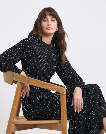 Metallic Ruched Long Sleeve Dress