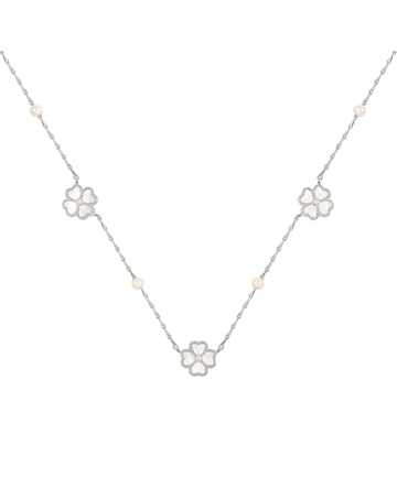 Radley Silver Plated MOP Flower Necklace