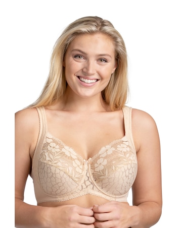 Miss Mary of Sweden Jacquard & Lace Underwired Bra Beige