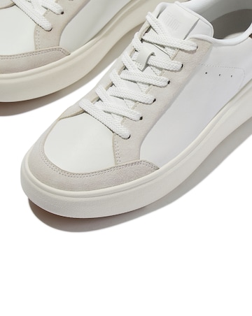 Fitflop Leather Lace Up Trainers Urban White/Chocolate Mix - Standard Fit (D)