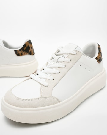 Fitflop Leather Lace Up Trainers Urban White/Chocolate Mix - Standard Fit (D)