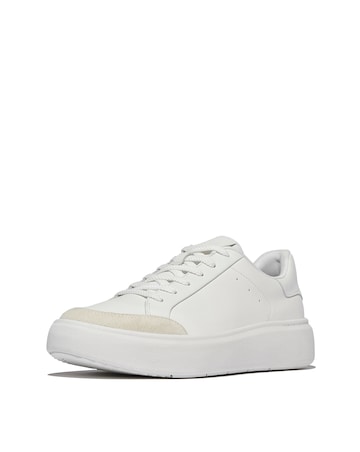 Fitflop Leather Blend Lace Up Trainers Urban White - Standard Fit (D)
