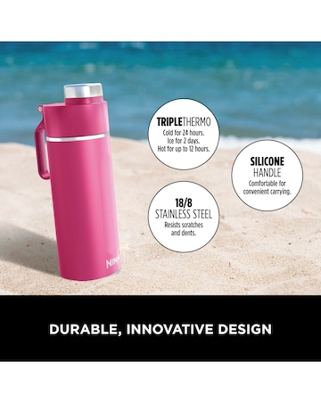 Ninja Thirsti Carbonated 700ml 24oz Bottle with Carbonation Lid in Pink