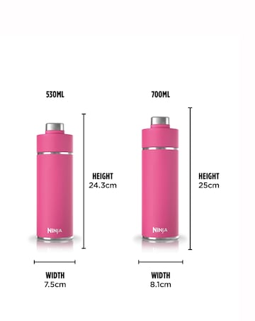 Ninja Thirsti Carbonated 700ml 24oz Bottle with Carbonation Lid in Pink