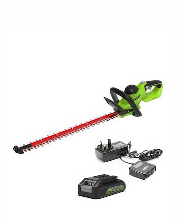 Greenworks 24V 56cm 18mm Cordless Hedge Trimmer Inc 2AH Battery & 0.5A Charger