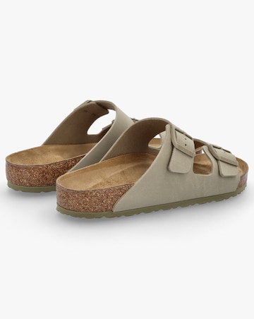 Birkenstock Mens Arizona Birko-Flor Faded Khaki Two Bar Mules Standard Width