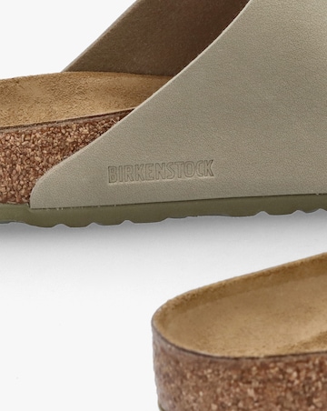 Birkenstock Mens Arizona Birko-Flor Faded Khaki Two Bar Mules Standard Width