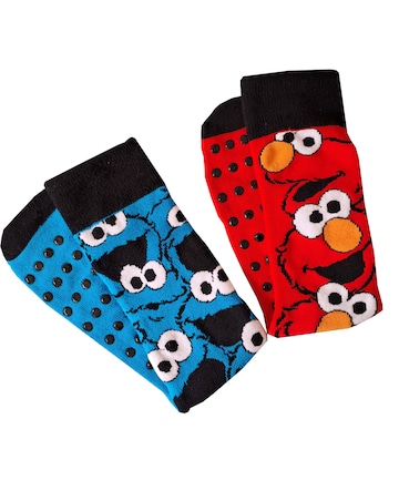Cookie & Elmo 2pk Slipper Socks