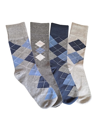 Mens 4pk Argyle Boxed Socks