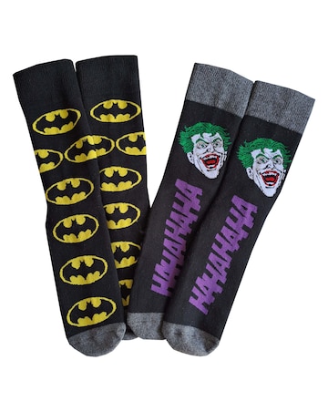 Mens 2pk Batman & Joker Slipper Sock