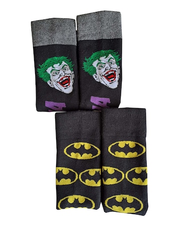 Mens 2pk Batman & Joker Slipper Sock
