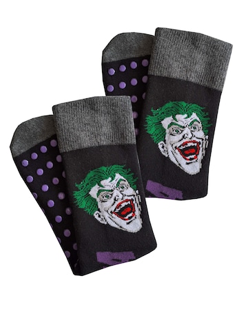 Mens 2pk Batman & Joker Slipper Sock