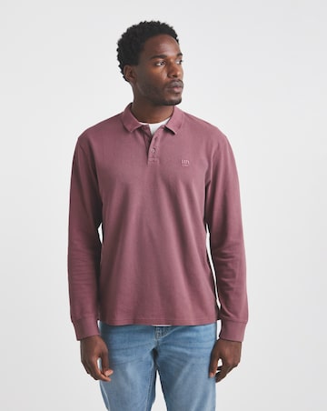 Union Garment Dyed Long Sleeve Polo-Burgundy