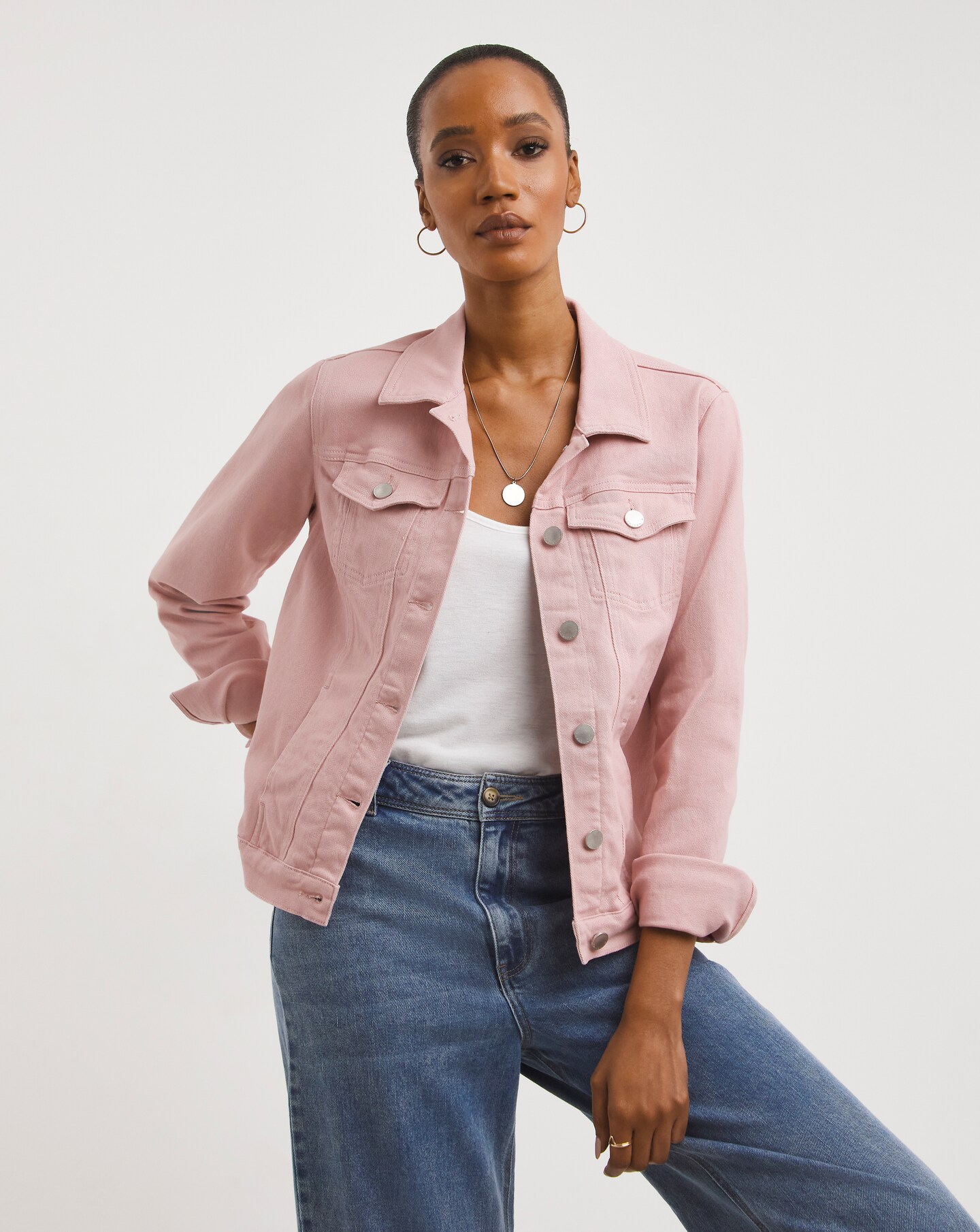 dusky pink denim jacket