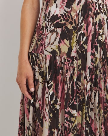 Asymmetric Pleated Panel Maxi Dress