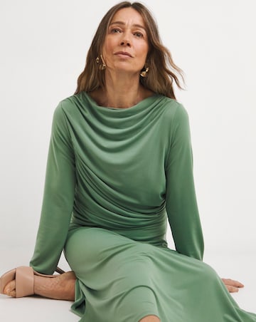 Long Sleeve Drape Detail Dress