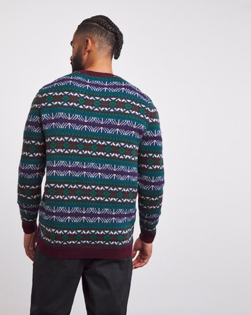 Burgundy Crew Neck Fairisle Jumper