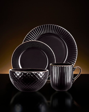 Tower Empire 16 Piece Dinner Set Black