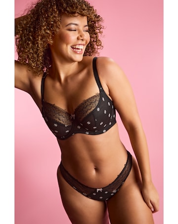 Panache Blossom Balcony Wired Bra Black