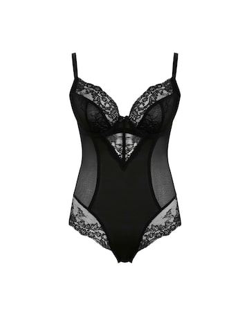 Panache Ana Plunge Wired Lace Body Black