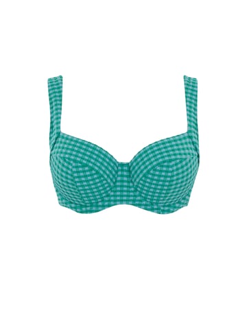 Panache Olivia Full Cup Wired Bikini Top Green Gingham