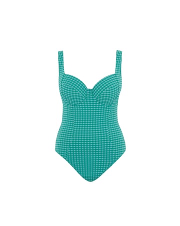 Panache Paloma Balcony Wired Swimsuit Green Gingham