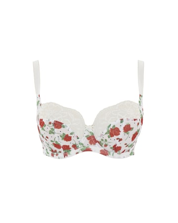 Panache Nina Balcony Wired Bra White Rose Print