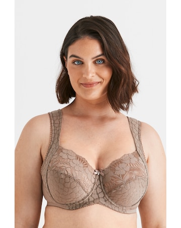 Miss Mary of Sweden Jacquard & Lace Wired Bra Taupe