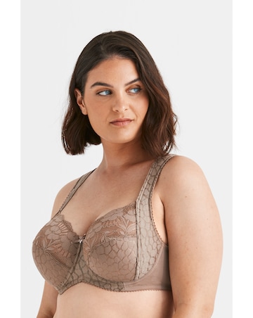 Miss Mary of Sweden Jacquard & Lace Wired Bra Taupe