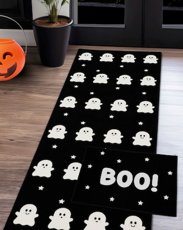 Halloween Ghost Washable Doormat & Runner Set