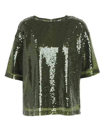 Sequin Short Sleeve Top