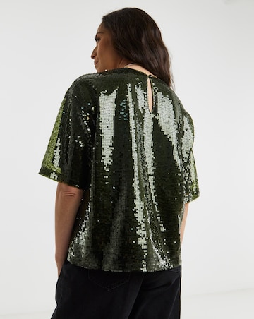 Sequin Short Sleeve Top