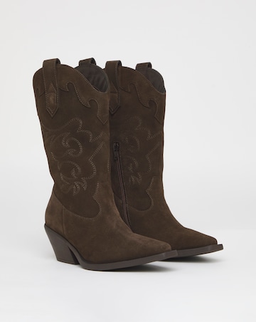 Hydra Embroidered Leather Western Boots - Extra Wide Fit (EEE) Super Curvy Calf