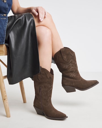 Hydra Embroidered Leather Western Boots - Extra Wide Fit (EEE) Super Curvy Calf