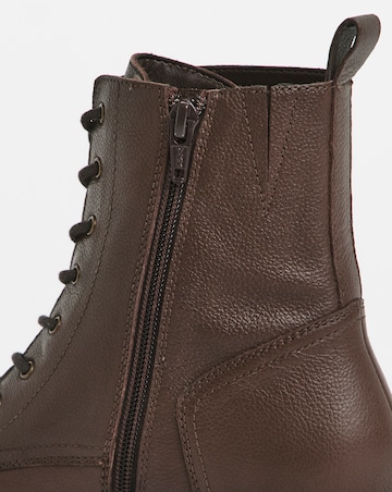 Serena Leather Chunky Lace Up Boots - Wide Fit (E)